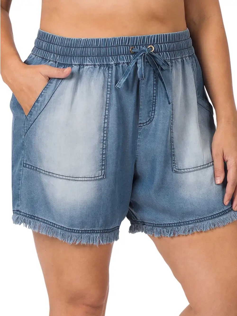 Women’s Light Wash Denim Drawstring Shorts
